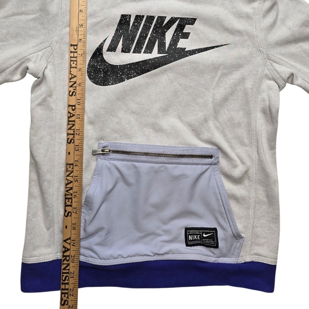 Nike Kids Large Hoodie Grey Purple Speckled Logo Zipper Pocket Sportswear L - Picture 7 of 8